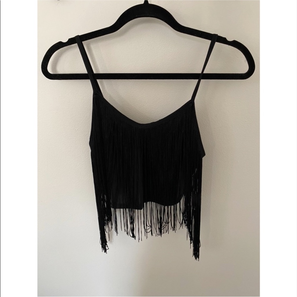 Fringe black crop top